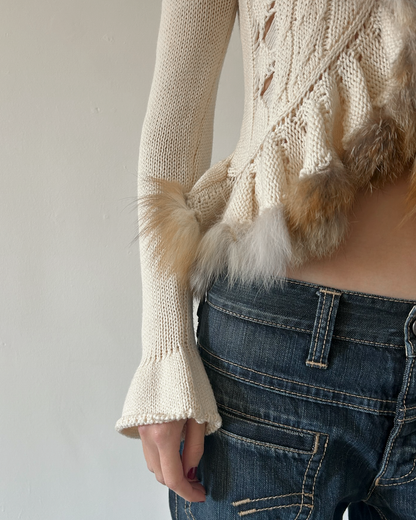 Roberta Scarpa Knit & Fur Cardigan