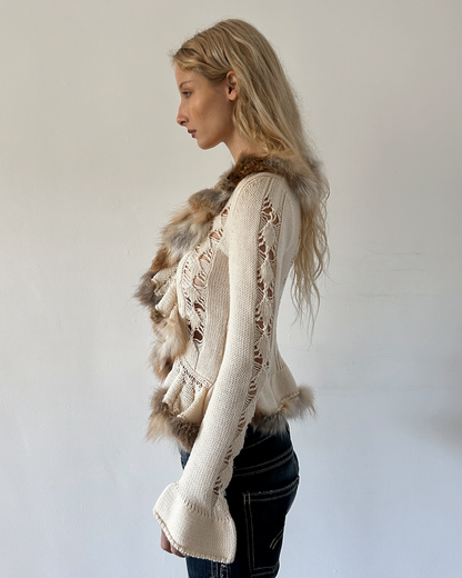 Roberta Scarpa Knit & Fur Cardigan