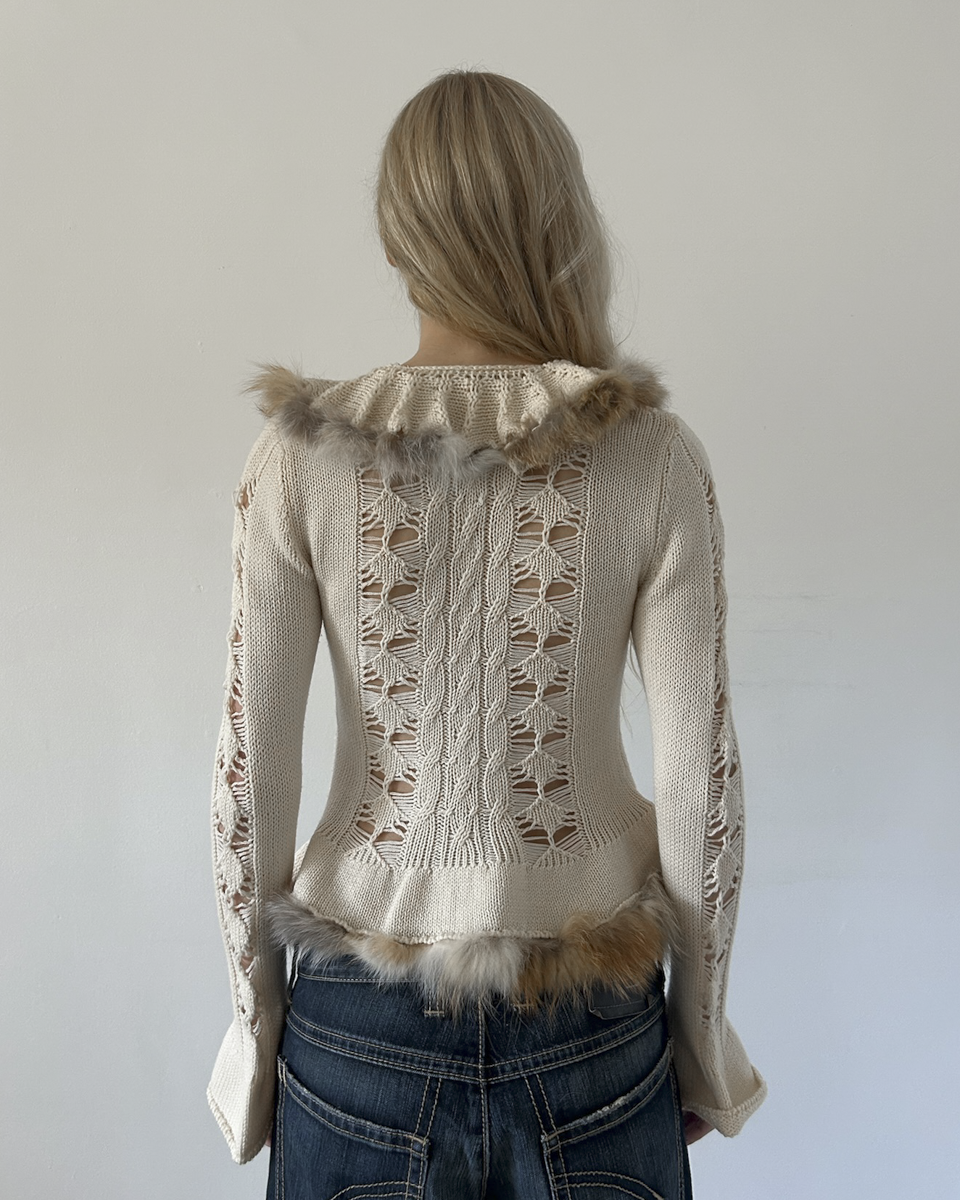 Roberta Scarpa Knit & Fur Cardigan