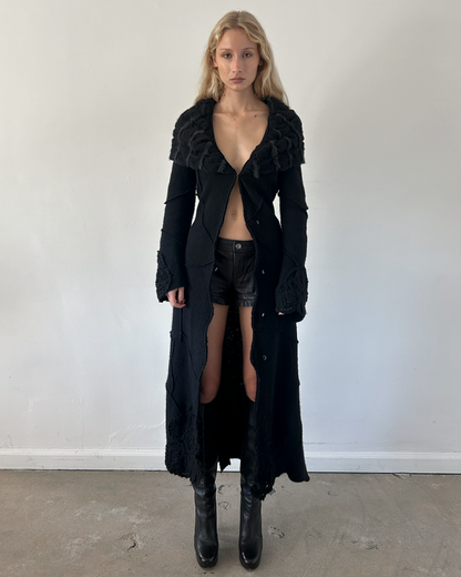 Roberta Scarpa Wool & Fur Trench Crochet Coat