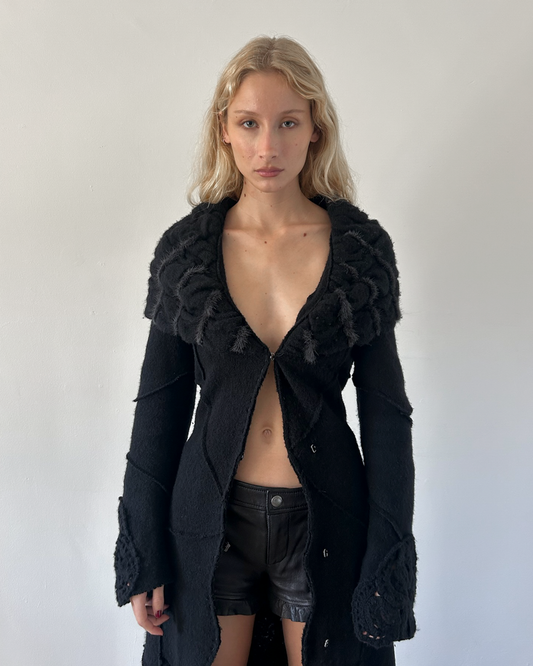 Roberta Scarpa Wool & Fur Trench Crochet Coat