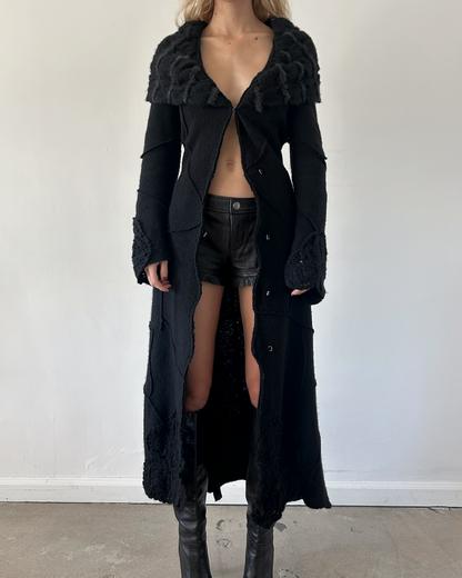 Roberta Scarpa Wool & Fur Trench Crochet Coat