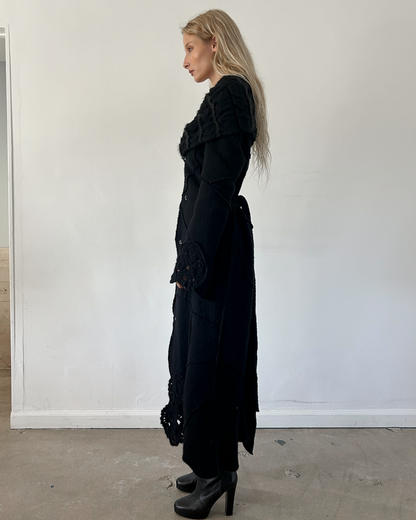 Roberta Scarpa Wool & Fur Trench Crochet Coat