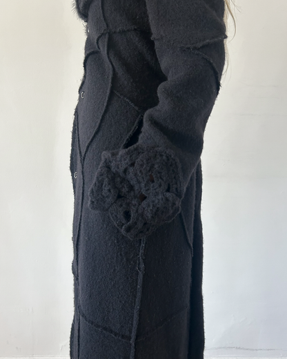 Roberta Scarpa Wool & Fur Trench Crochet Coat