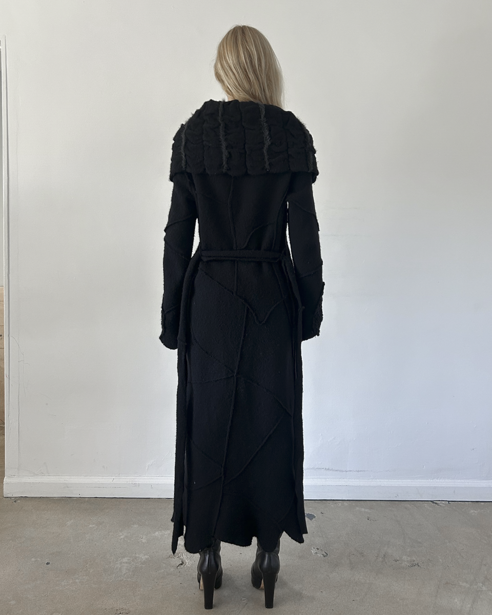 Roberta Scarpa Wool & Fur Trench Crochet Coat