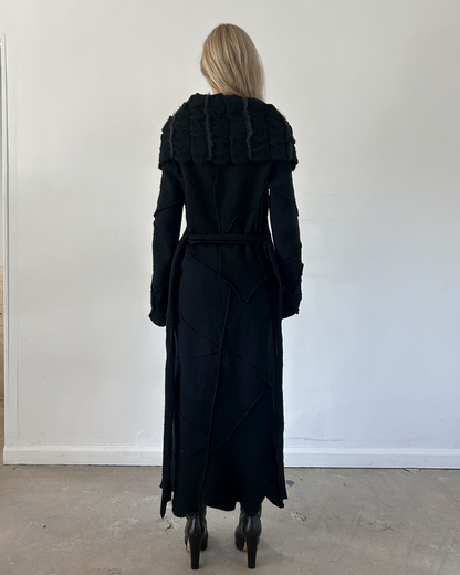 Roberta Scarpa Wool & Fur Trench Crochet Coat