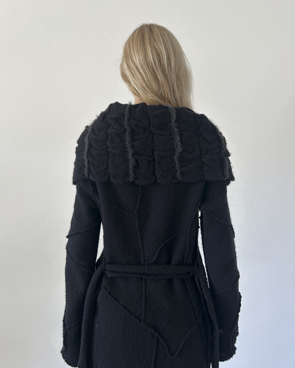Roberta Scarpa Wool & Fur Trench Crochet Coat
