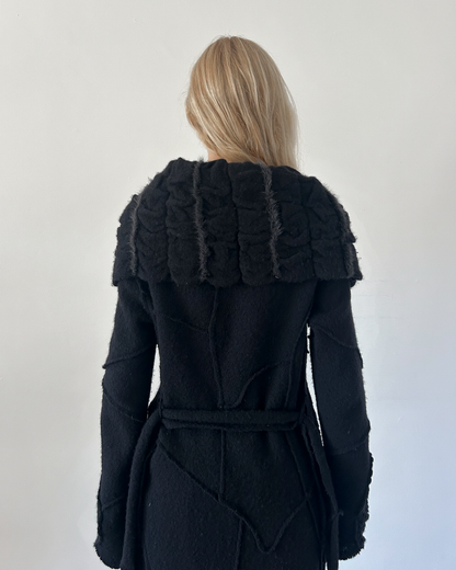 Roberta Scarpa Wool & Fur Trench Crochet Coat