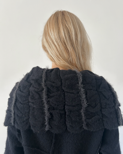 Roberta Scarpa Wool & Fur Trench Crochet Coat