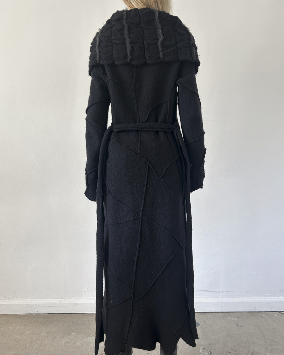 Roberta Scarpa Wool & Fur Trench Crochet Coat