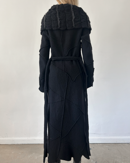 Roberta Scarpa Wool & Fur Trench Crochet Coat