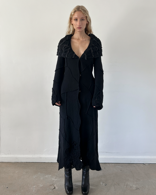 Roberta Scarpa Wool & Fur Trench Crochet Coat