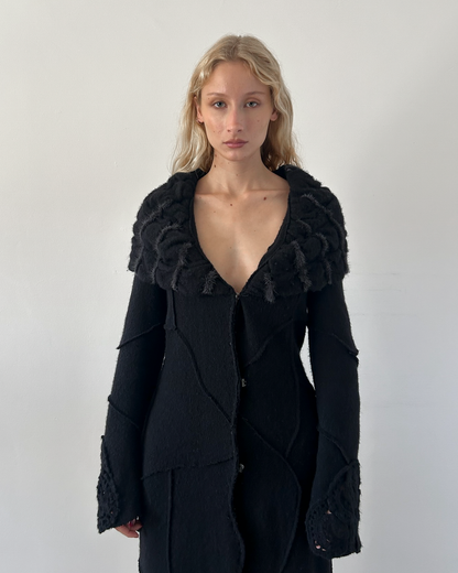 Roberta Scarpa Wool & Fur Trench Crochet Coat
