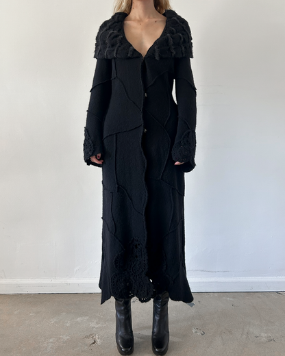 Roberta Scarpa Wool & Fur Trench Crochet Coat