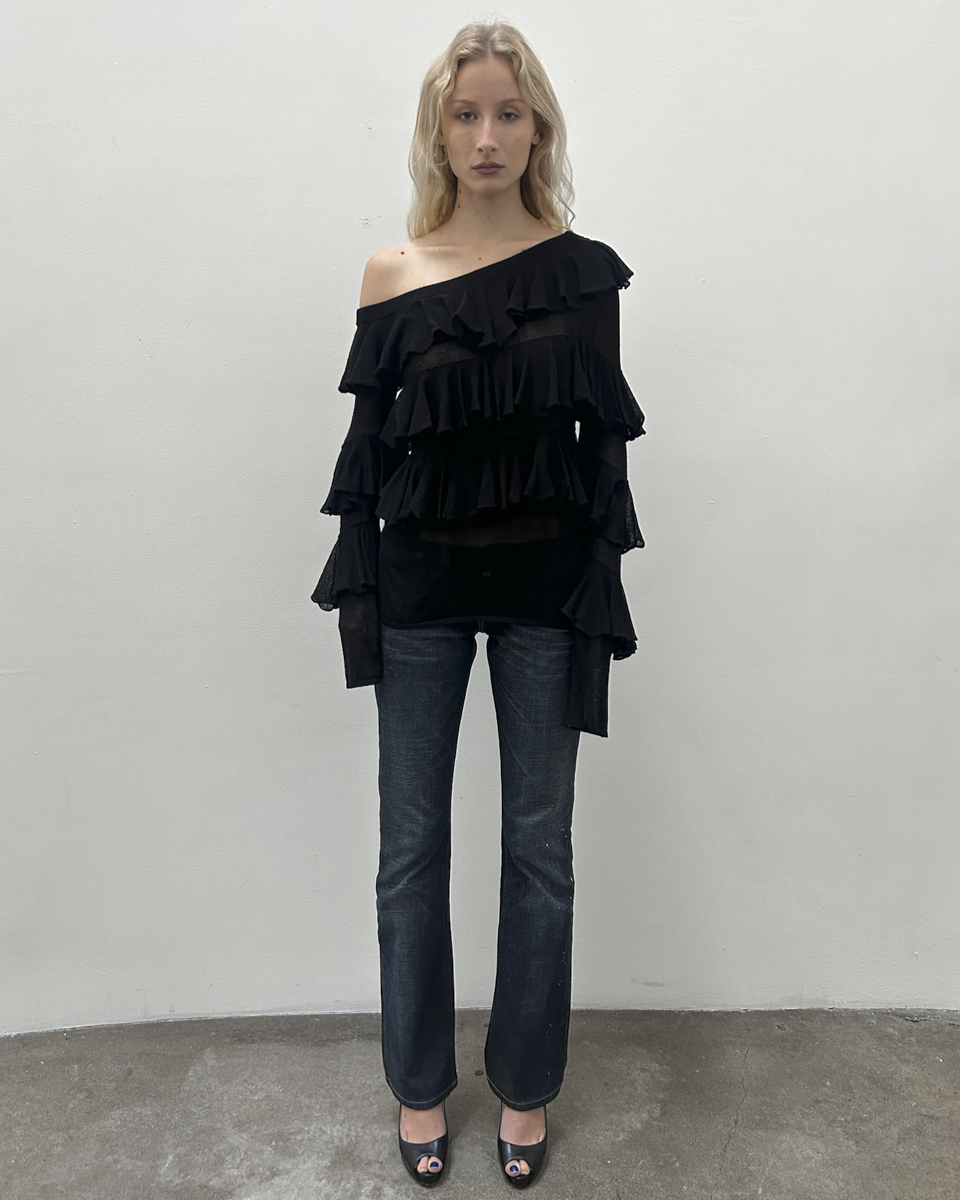 Patrizia Pepe Off-The-Shoulder Ruffle Top