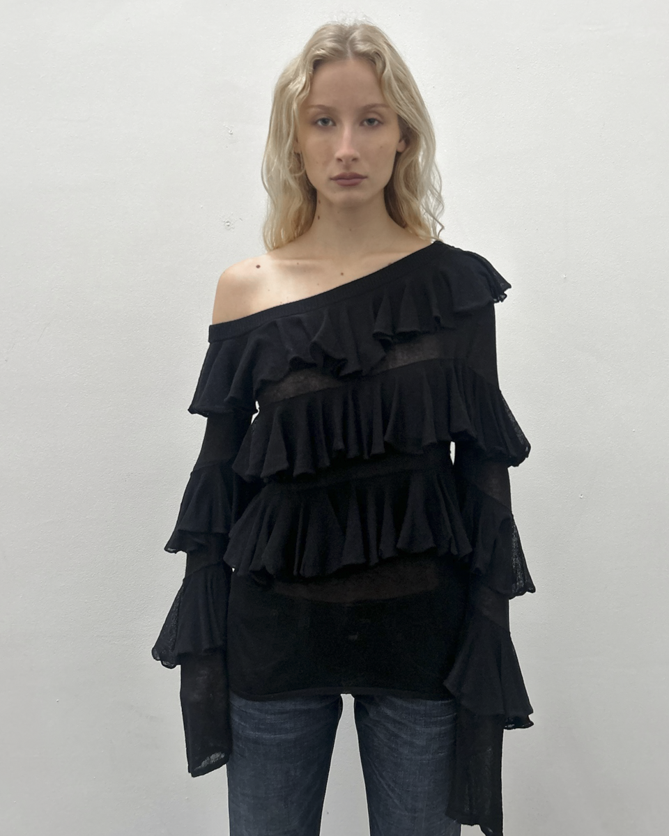 Patrizia Pepe Off-The-Shoulder Ruffle Top
