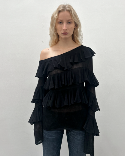 Patrizia Pepe Off-The-Shoulder Ruffle Top