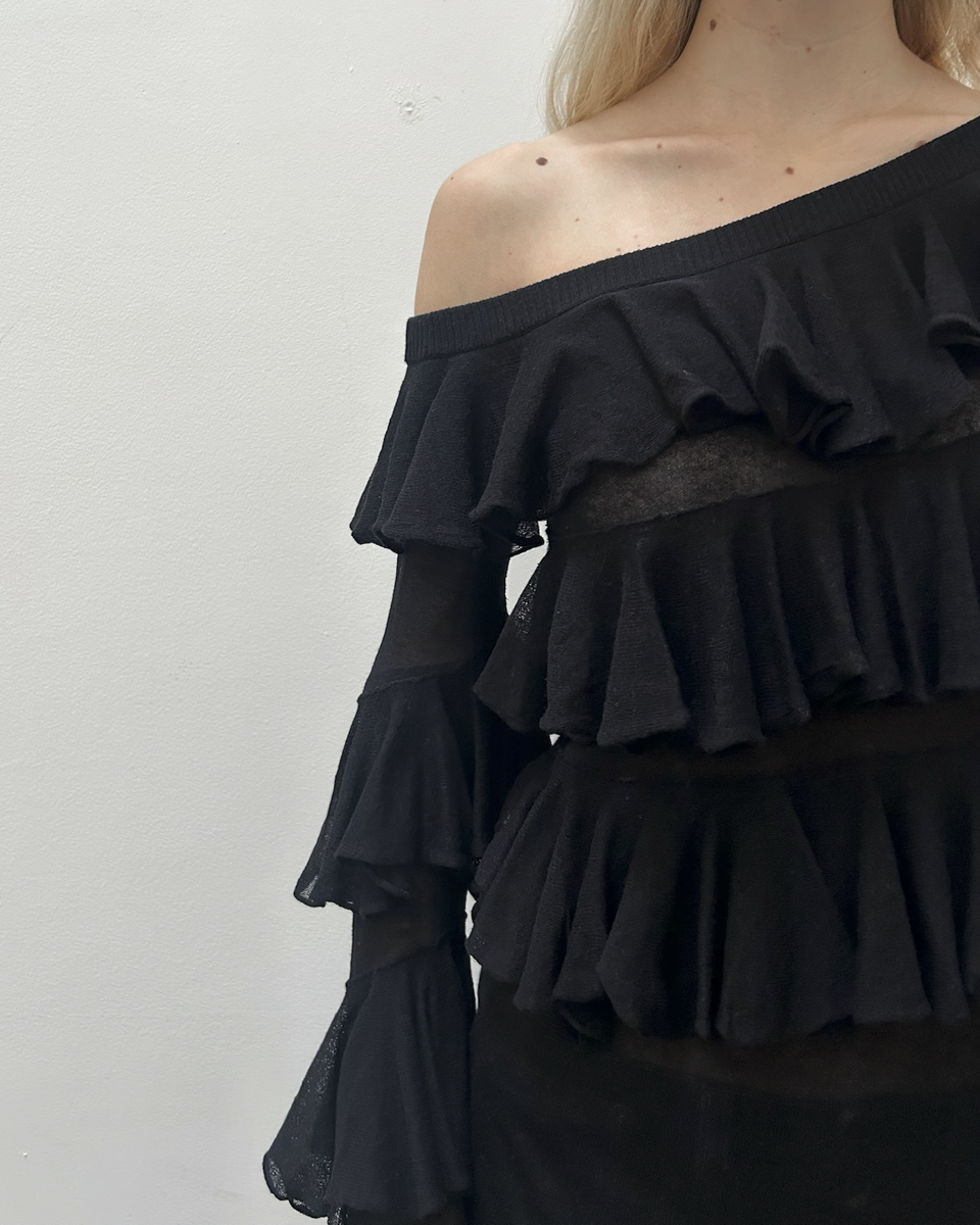 Patrizia Pepe Off-The-Shoulder Ruffle Top