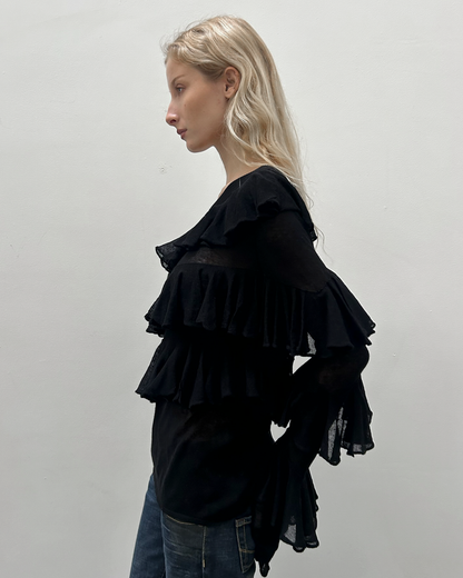 Patrizia Pepe Off-The-Shoulder Ruffle Top