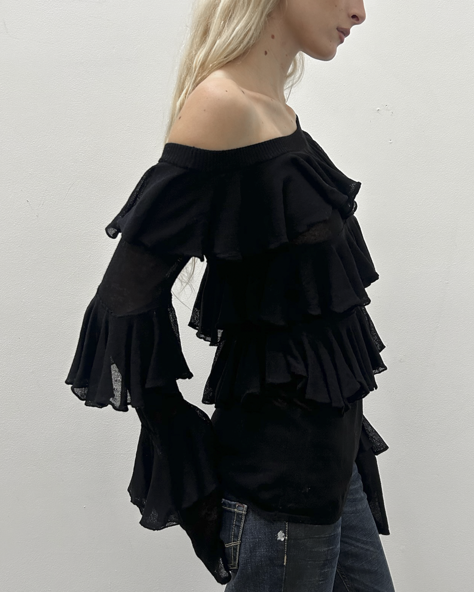 Patrizia Pepe Off-The-Shoulder Ruffle Top