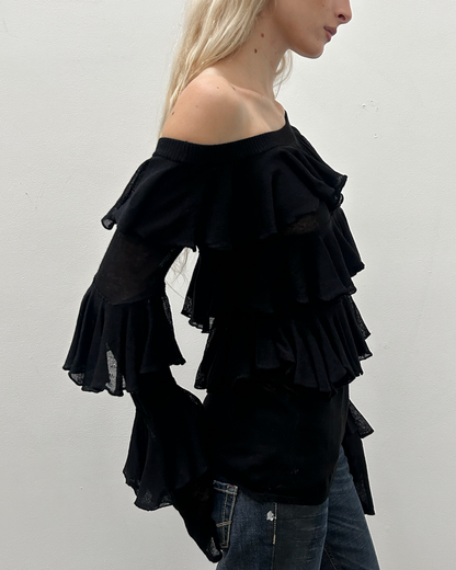 Patrizia Pepe Off-The-Shoulder Ruffle Top