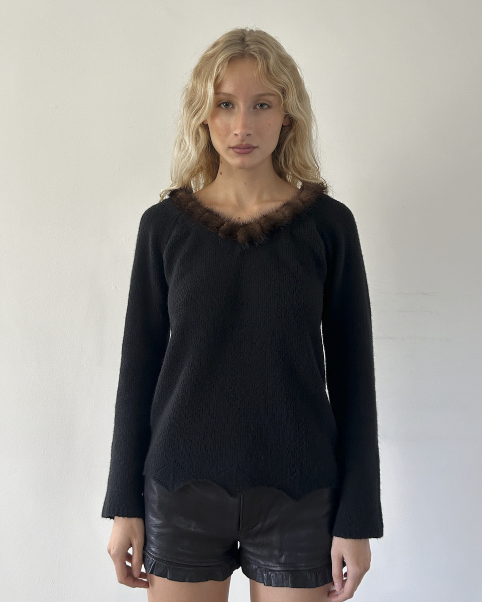 Blumarine Fur Trim Sweater