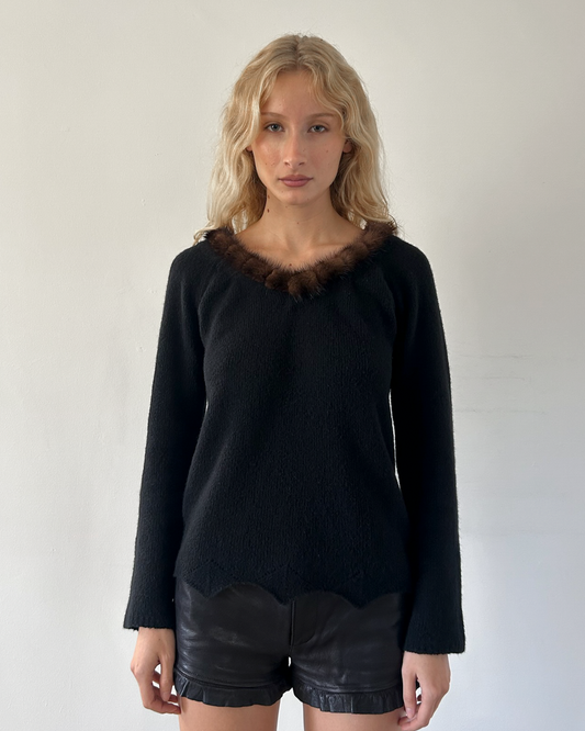 Blumarine Fur Trim Sweater