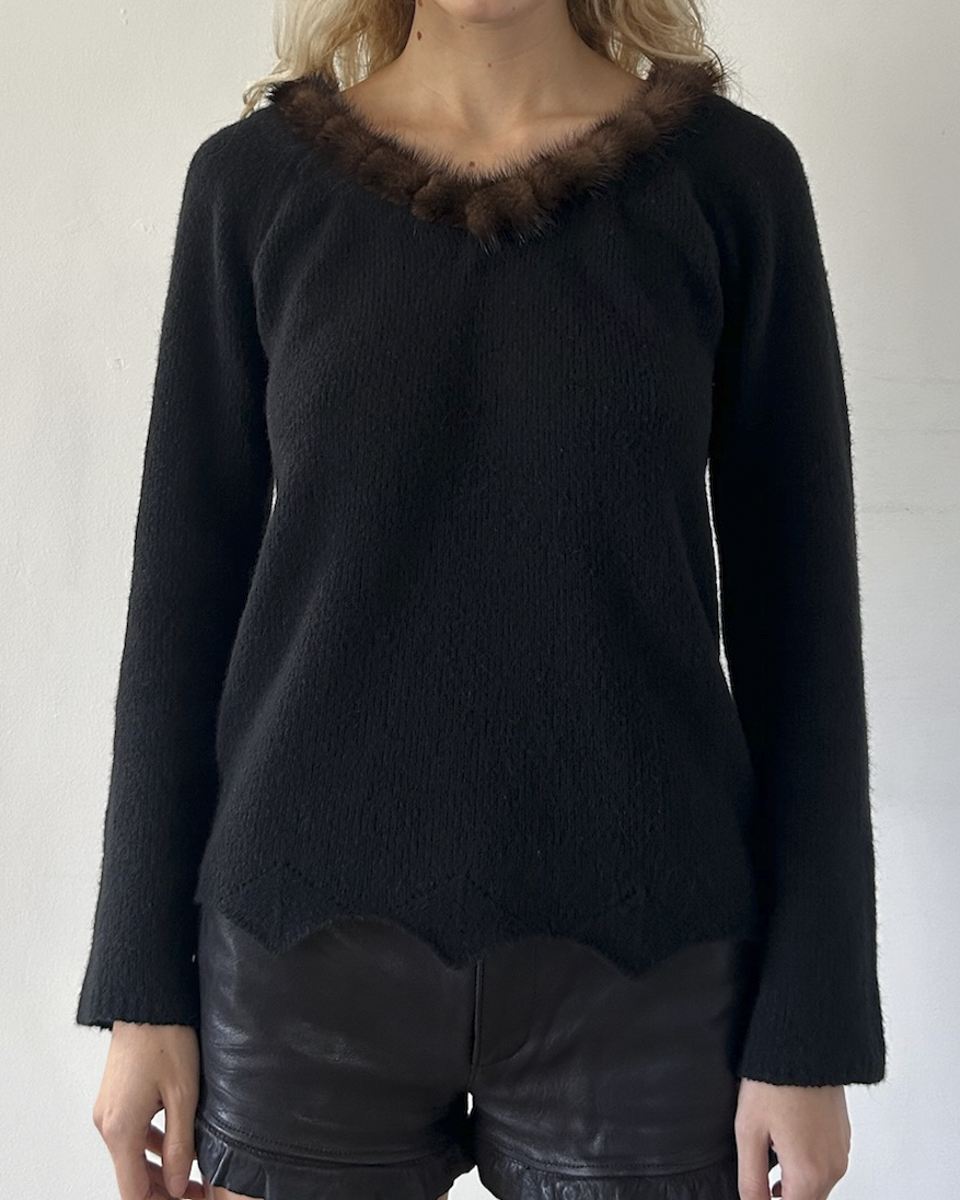 Blumarine Fur Trim Sweater