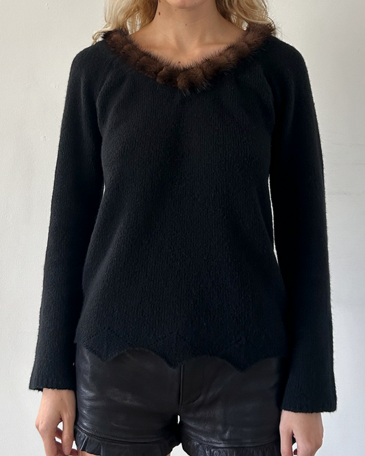 Blumarine Fur Trim Sweater