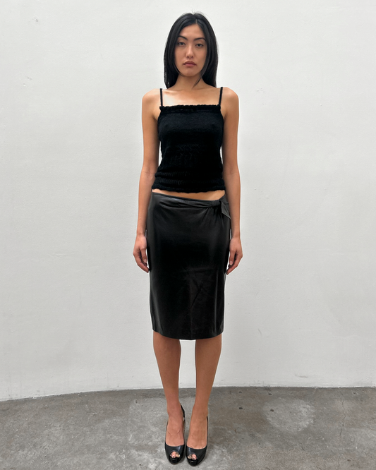 Gucci Leather Pencil Bow Skirt