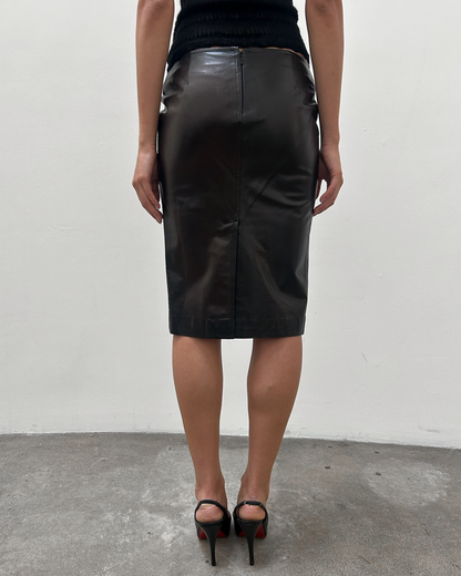 Gucci Leather Pencil Bow Skirt