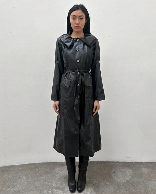 Vintage Ruffle Collar Trench Coat