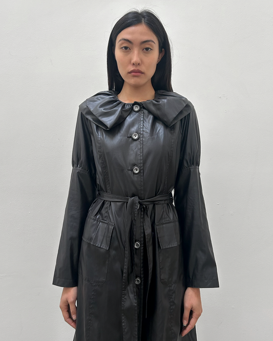 Vintage Ruffle Collar Trench Coat