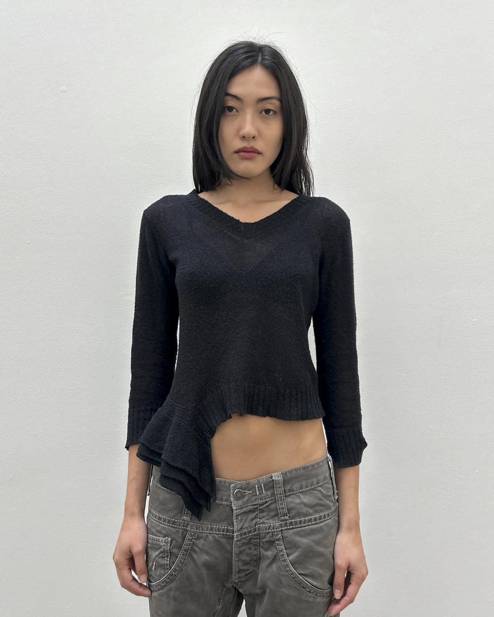 Y’s Yohji Yamamoto Asymmetrical Cropped Sweater