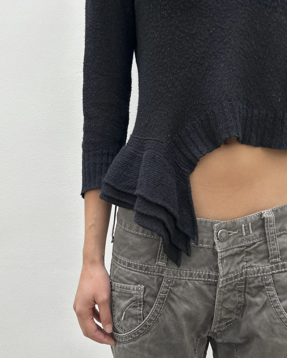 Y’s Yohji Yamamoto Asymmetrical Cropped Sweater