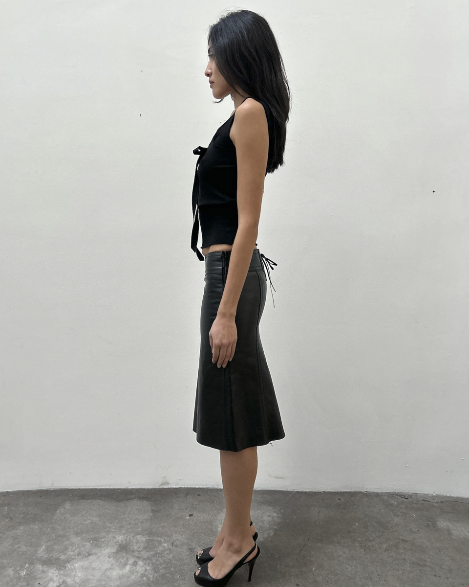 Gucci Leather Skirt with Corset Detail