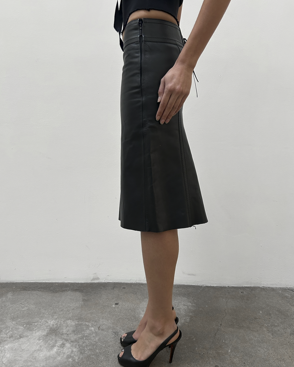 Gucci Leather Skirt with Corset Detail