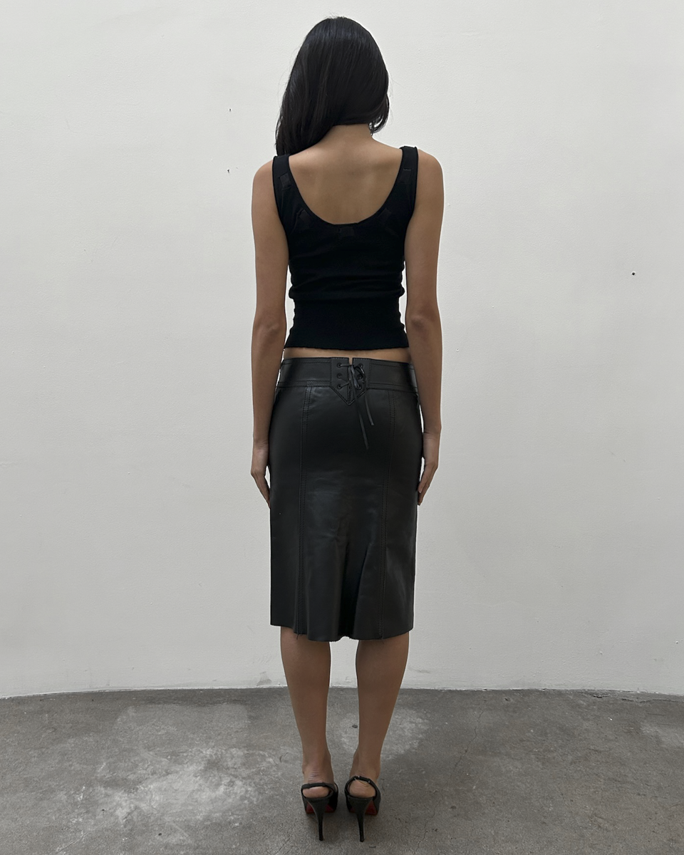 Gucci Leather Skirt with Corset Detail