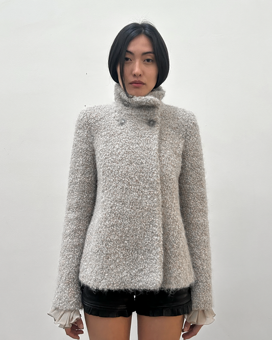 Patrizia Pepe Ruffle Sleeve Wool Jacket