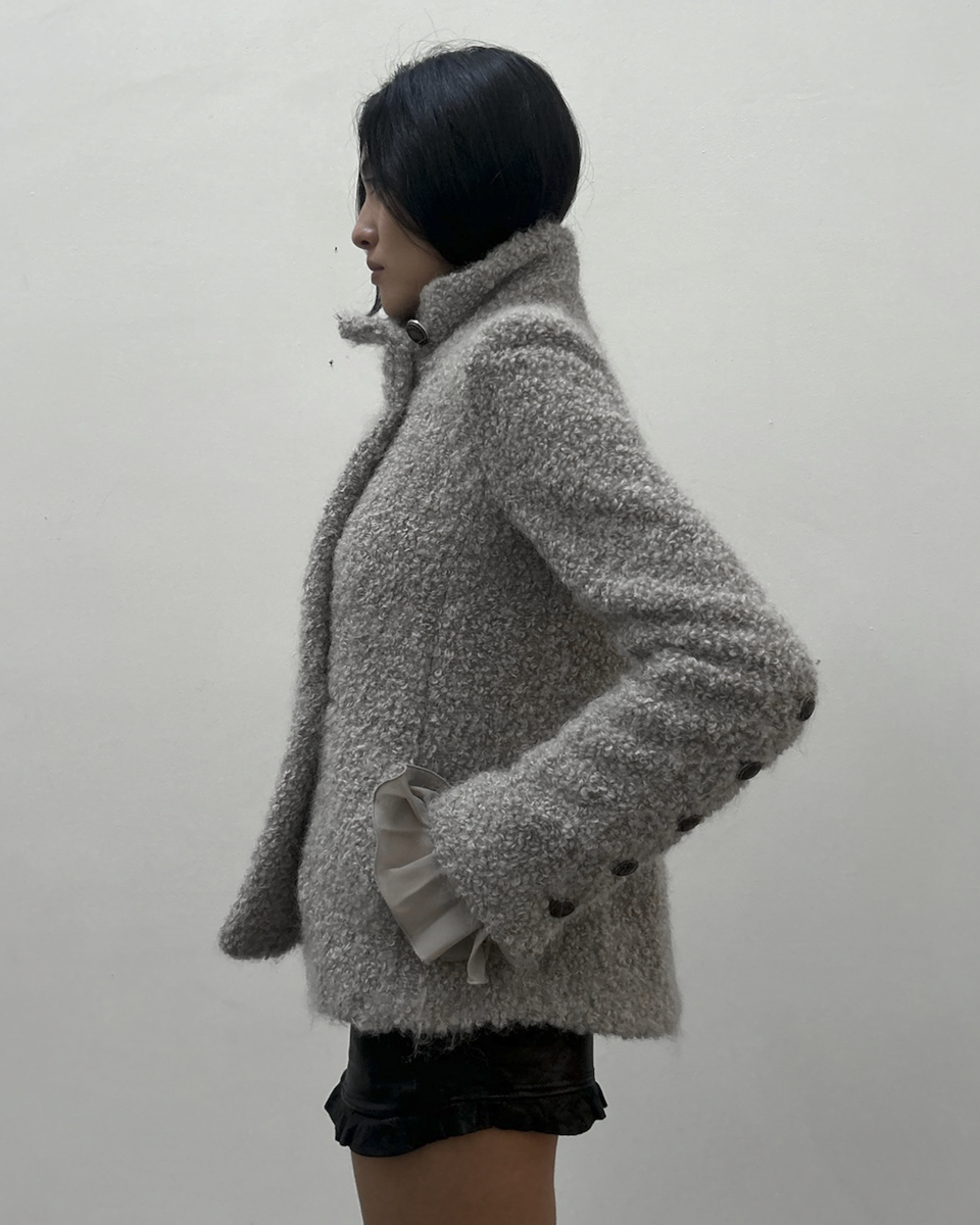 Patrizia Pepe Ruffle Sleeve Wool Jacket