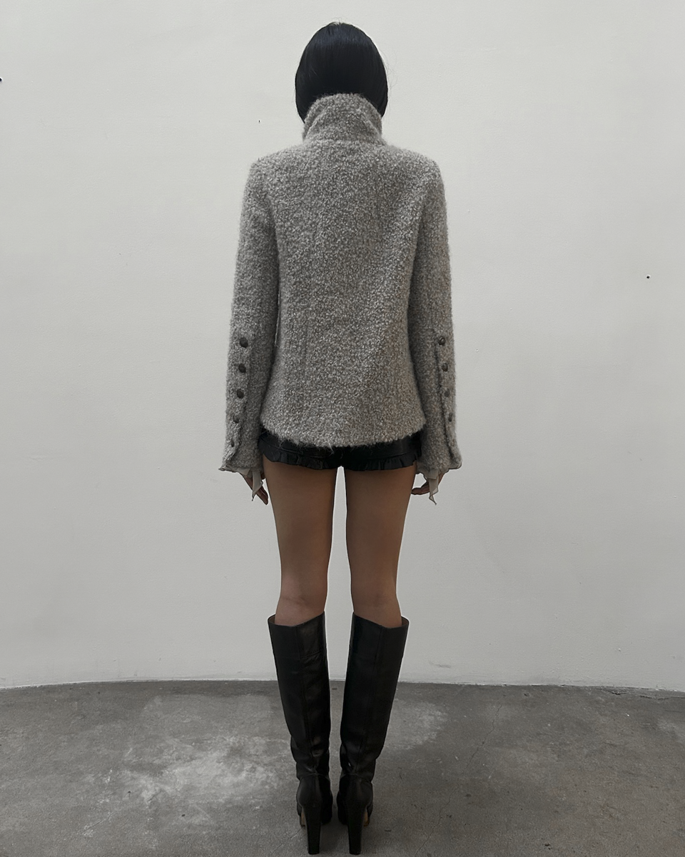Patrizia Pepe Ruffle Sleeve Wool Jacket