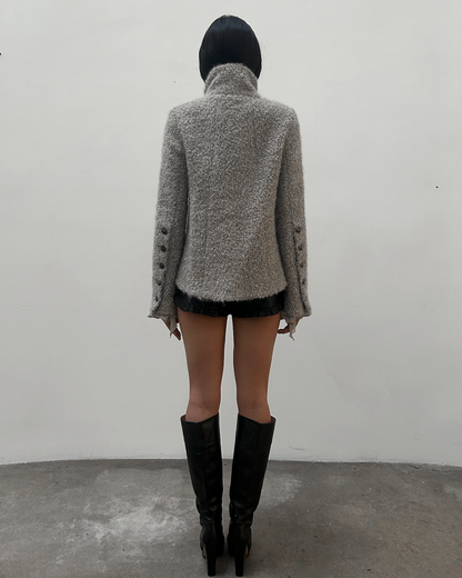 Patrizia Pepe Ruffle Sleeve Wool Jacket