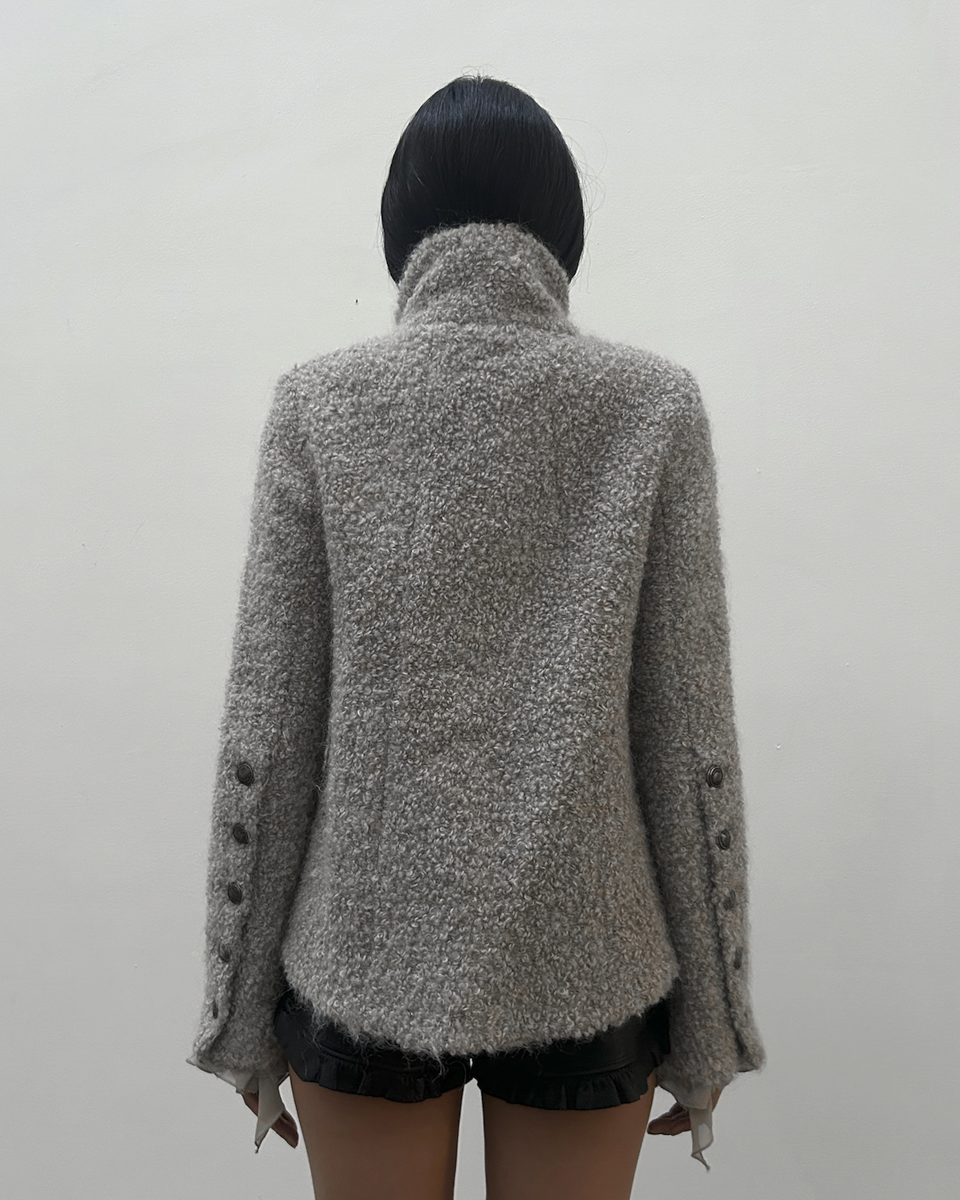 Patrizia Pepe Ruffle Sleeve Wool Jacket