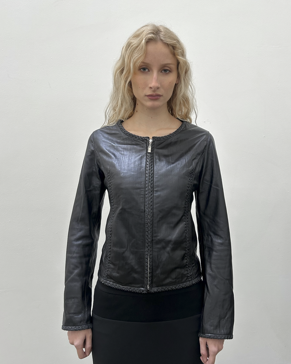 Balmain Paris Leather Braided Jacket