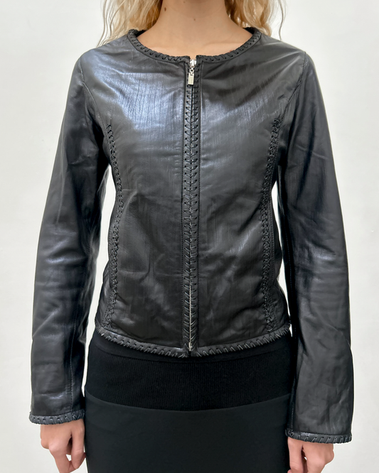 Balmain Paris Leather Braided Jacket