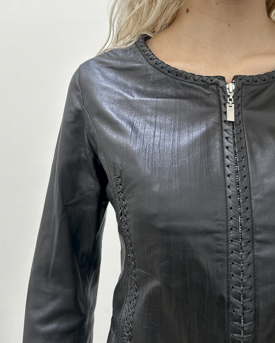 Balmain Paris Leather Braided Jacket