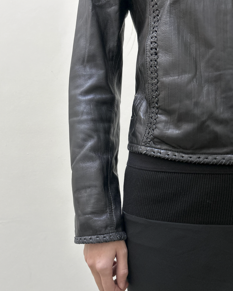 Balmain Paris Leather Braided Jacket