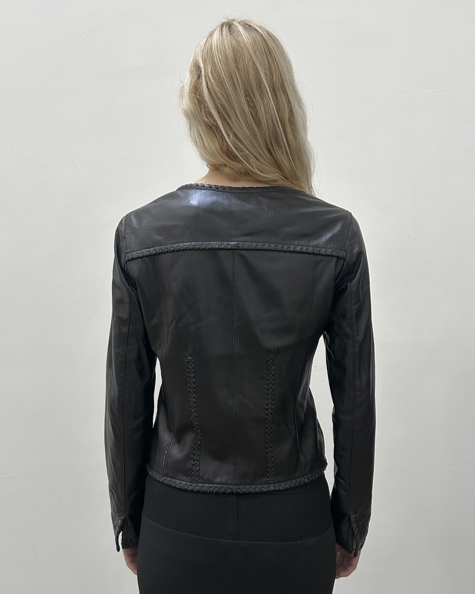 Balmain Paris Leather Braided Jacket