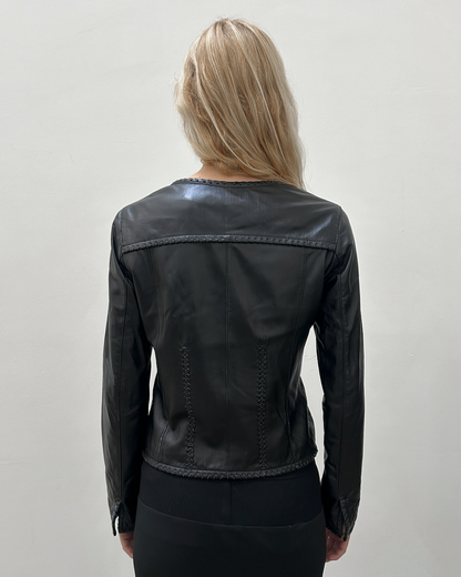 Balmain Paris Leather Braided Jacket
