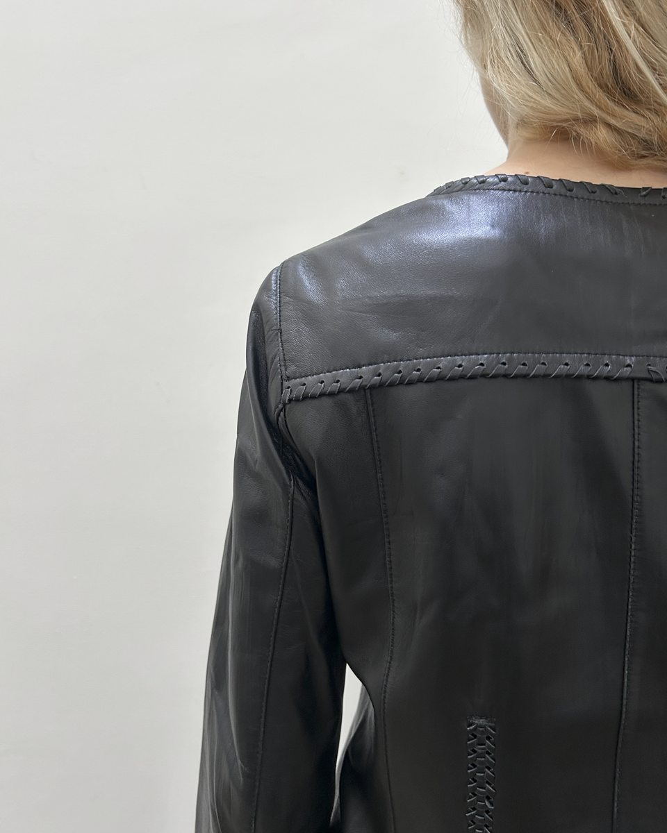 Balmain Paris Leather Braided Jacket